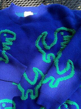 retro Dinosaur campy kitch pullover sweater womens M/L grunge